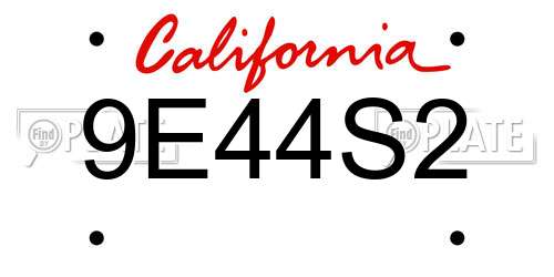 9E44S2 California License Plate