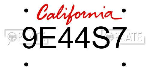 9E44S7 California License Plate