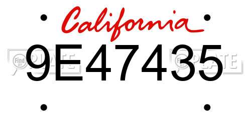 9E47435 California License Plate