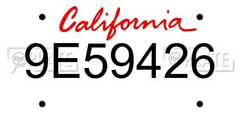 9E59426 California License Plate