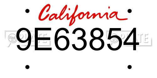 9E63854 California License Plate