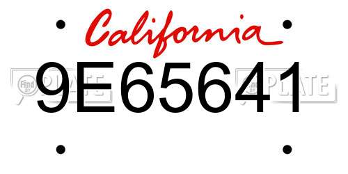 9E65641 California License Plate