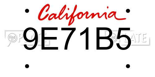 9E71B5 California License Plate