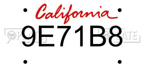 9E71B8 California License Plate