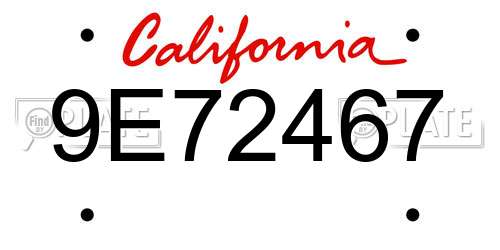 9E72467 California License Plate