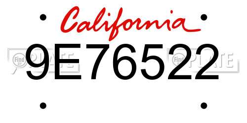9E76522 California License Plate