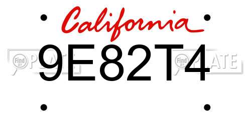 9E82T4 California License Plate