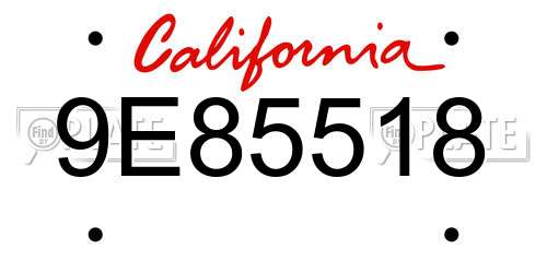 9E85518 California License Plate