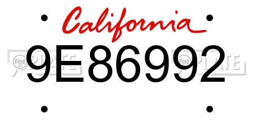 9E86992 California License Plate