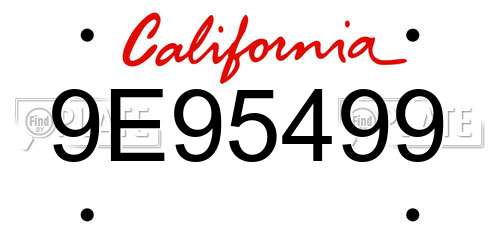9E95499 California License Plate