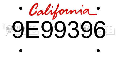9E99396 California License Plate