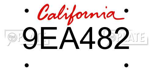 9EA482 California License Plate