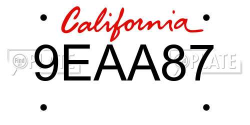 9EAA87 California License Plate