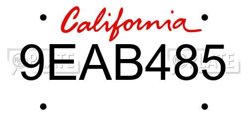 9EAB485 California License Plate