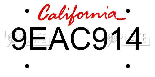 9EAC914 California License Plate