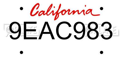9EAC983 California License Plate