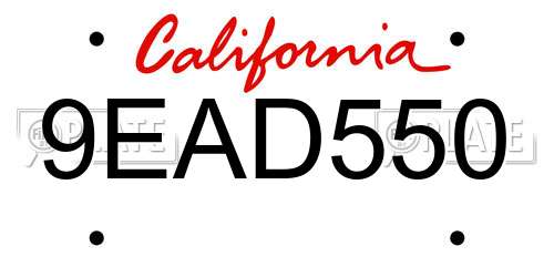 9EAD550 California License Plate
