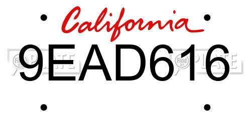 9EAD616 California License Plate