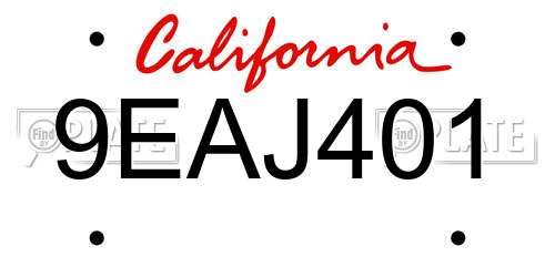 9EAJ401 California License Plate