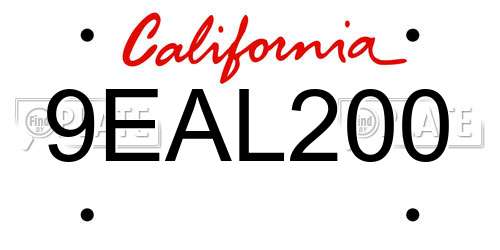 9EAL200 California License Plate