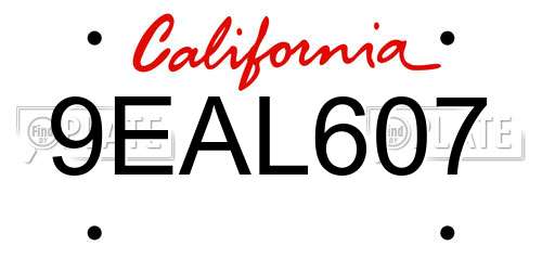 9EAL607 California License Plate
