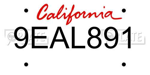 9EAL891 California License Plate
