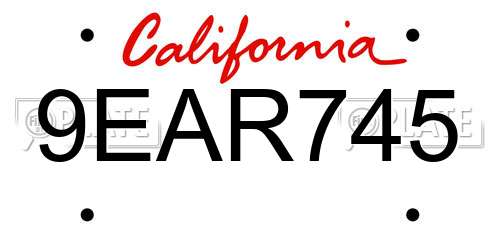 9EAR745 California License Plate
