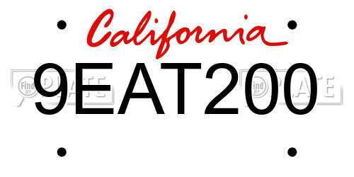 9EAT200 California License Plate
