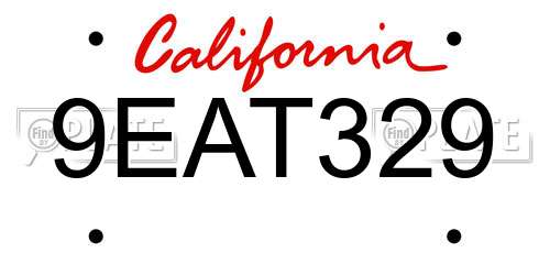 9EAT329 California License Plate