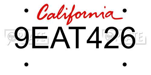 9EAT426 California License Plate