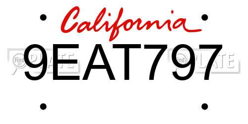 9EAT797 California License Plate