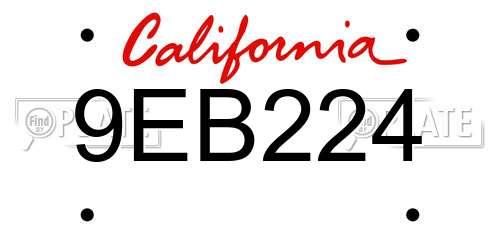 9EB224 California License Plate