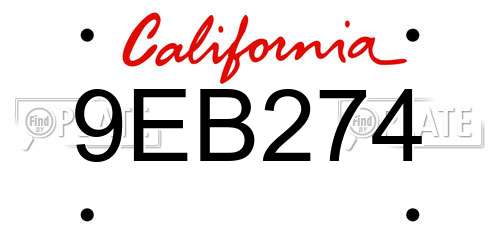 9EB274 California License Plate