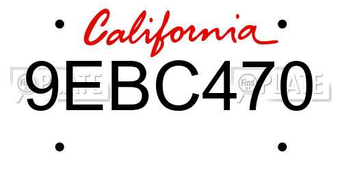 9EBC470 California License Plate