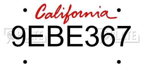 9EBE367 California License Plate