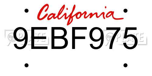 9EBF975 California License Plate