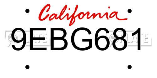 9EBG681 California License Plate