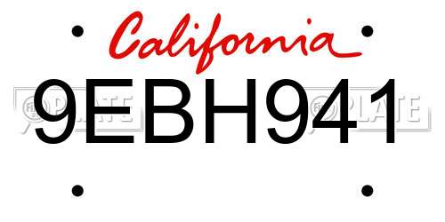 9EBH941 California License Plate