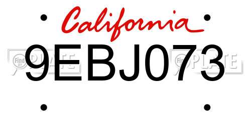 9EBJ073 California License Plate