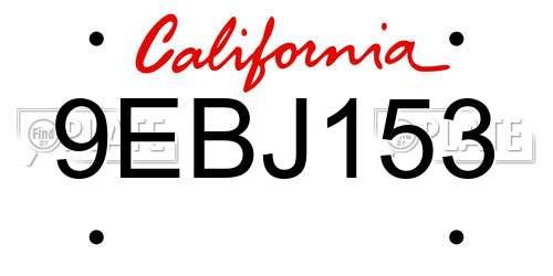 9EBJ153 California License Plate