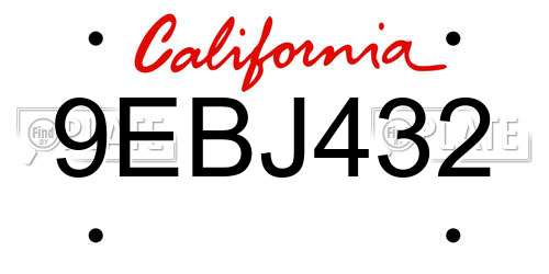9EBJ432 California License Plate