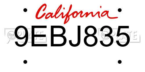 9EBJ835 California License Plate