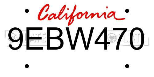 9EBW470 California License Plate