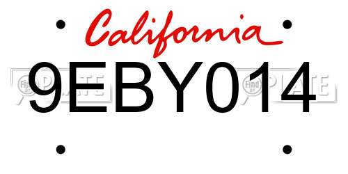 9EBY014 California License Plate