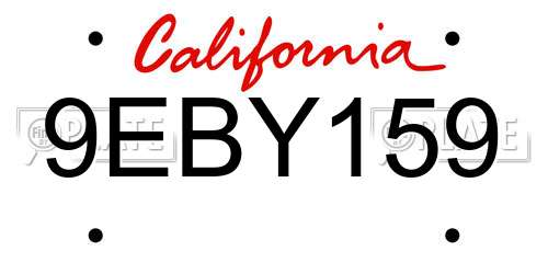 9EBY159 California License Plate