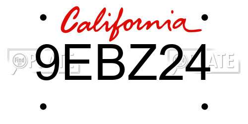 9EBZ24 California License Plate