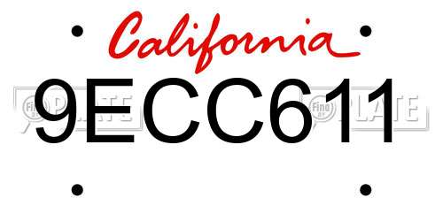 9ECC611 California License Plate