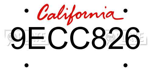 9ECC826 California License Plate