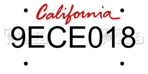9ECE018 California License Plate