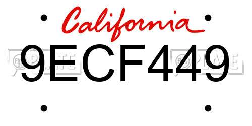 9ECF449 California License Plate